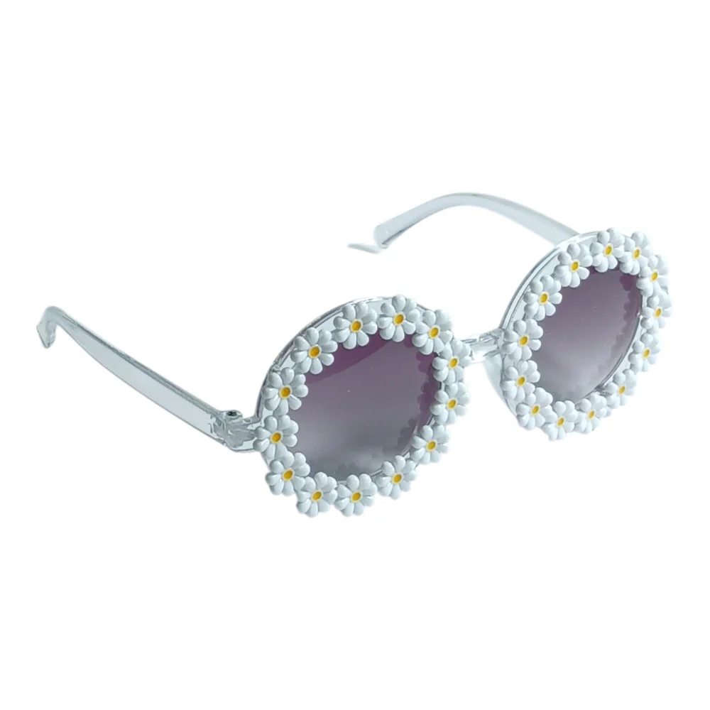 Daisy Frame Kids Sunglasses - Clear Frame with Purple Lenses